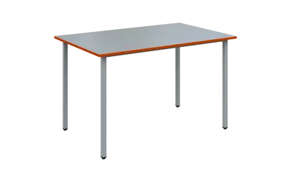 JSB 120N Jídelní stůl 1200 x 800 mm, deska šedá s hranou pomeranč / podnož stříbrná